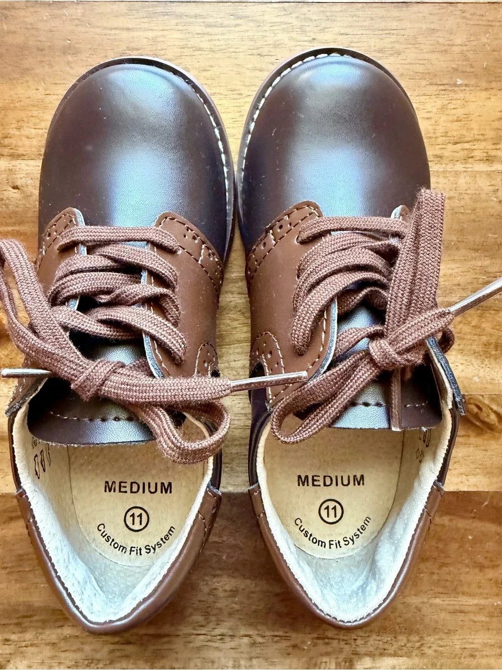 Footmates Boys Connor Brown Leather Oxford Dress Shoes Toddler Size 11 NWOB